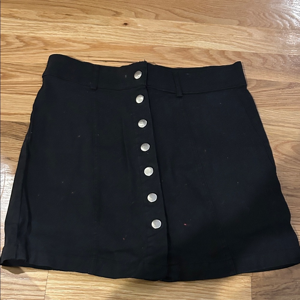 FAVLUX Black Mini Skirt with Silver Buttons